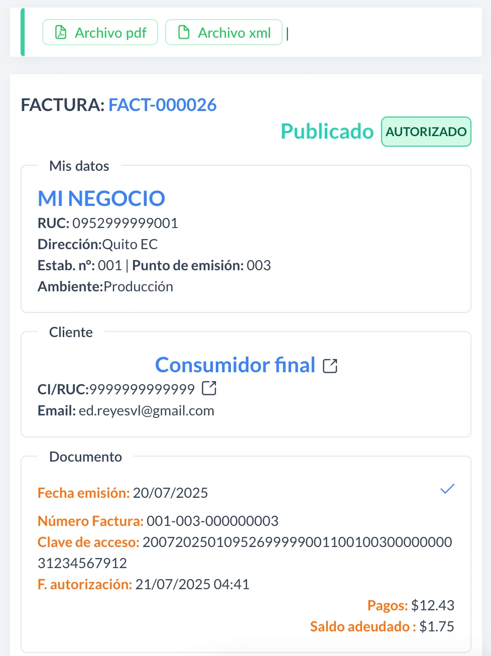 Financiero e-dinky: Descarga el RIDE